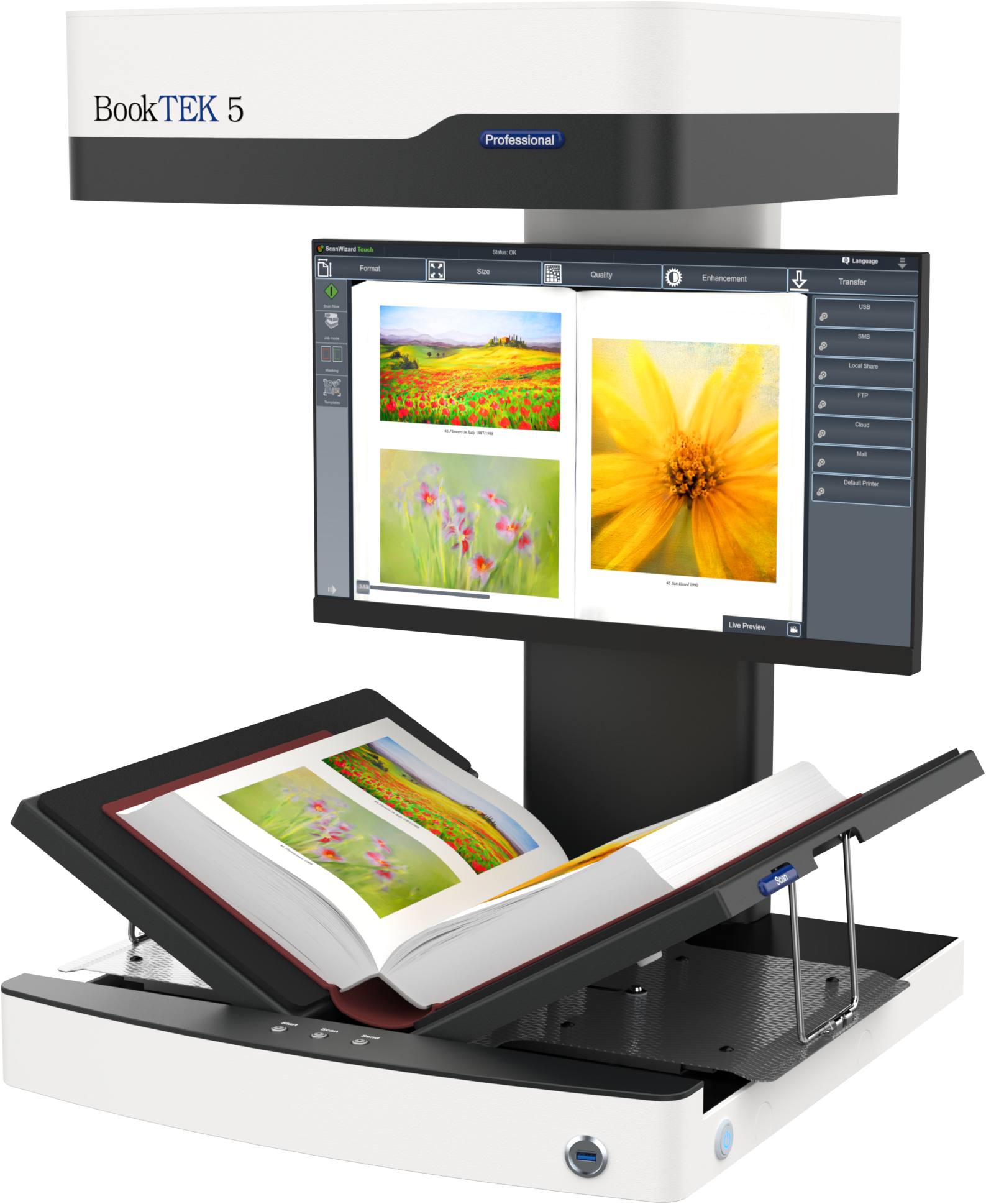 Buchscanner BookTEK 5-V3 diagonal mit Buch